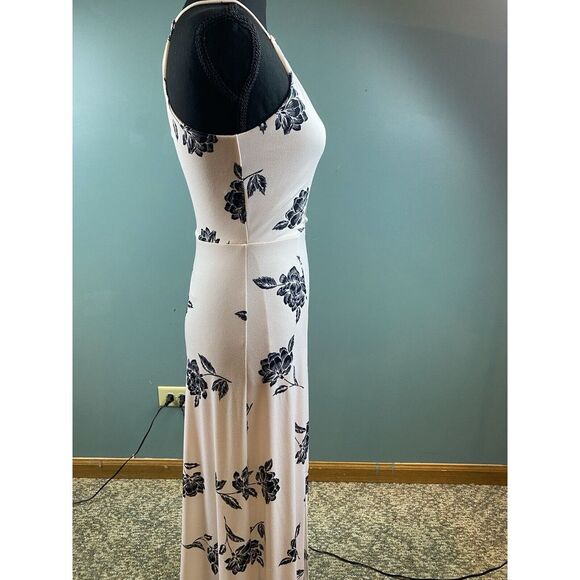 Candie's Strappy Halter Light Pink Floral Maxi Dress Lined Slits Women's Size XS - Picture 3 of 12